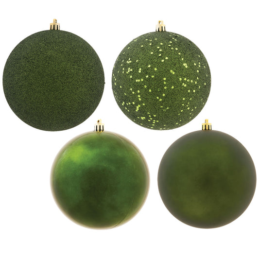 Vickerman 12" Moss Green 4-Finish Ball Ornament 4 per Bag