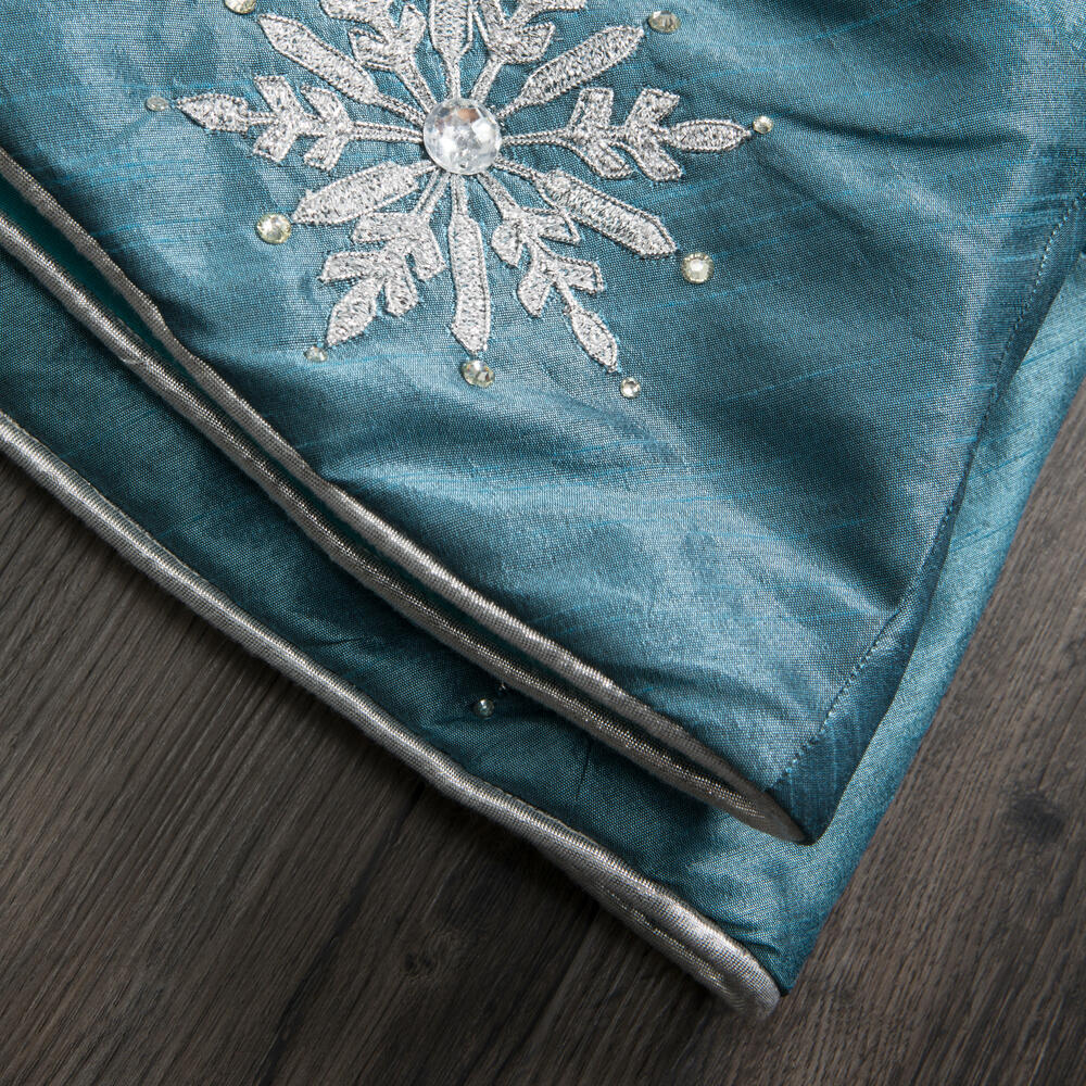 Vickerman 52" Teal Snowflake Christmas Tree Skirt