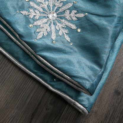 Vickerman 52" Teal Snowflake Christmas Tree Skirt