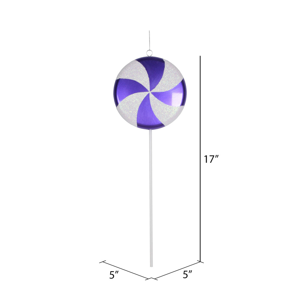 Vickerman 17" Purple-White Candy Lollipop Christmas Ornament