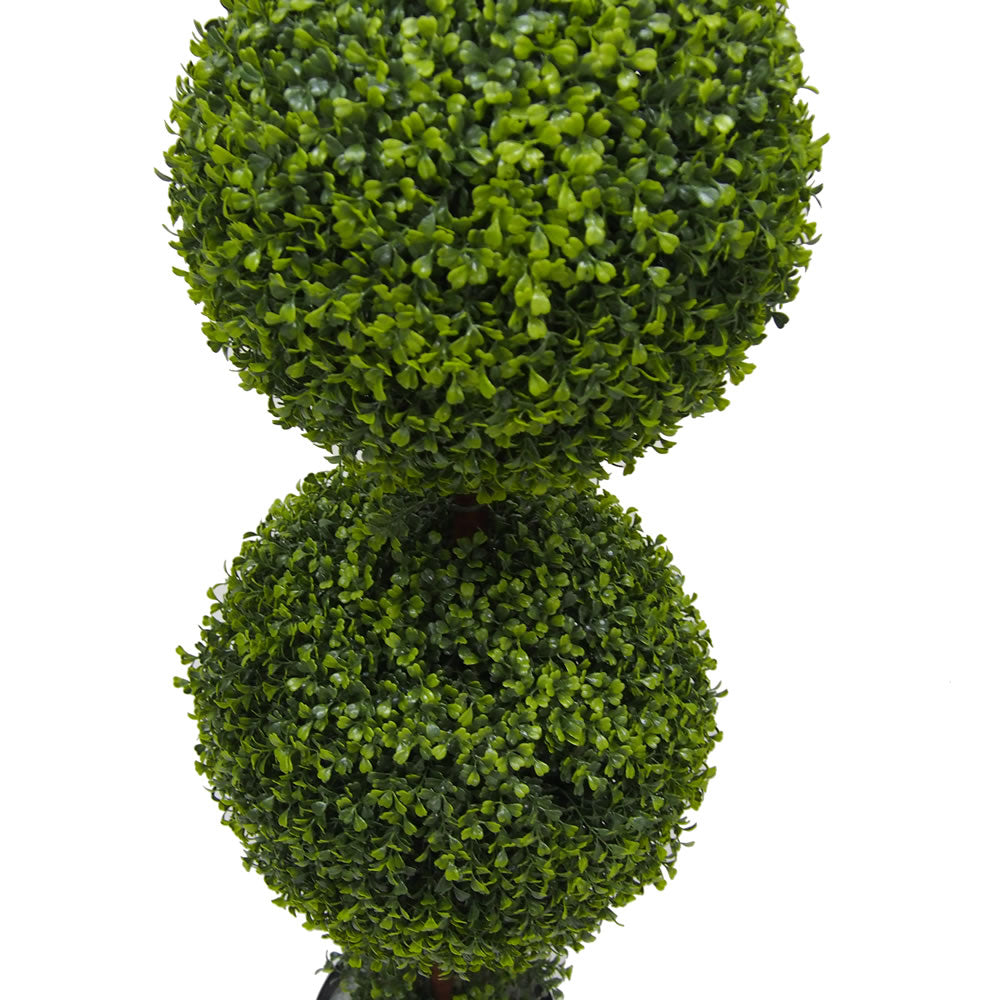 Vickerman 5' Artificial Potted Triple Ball Green Boxwood Topiary.