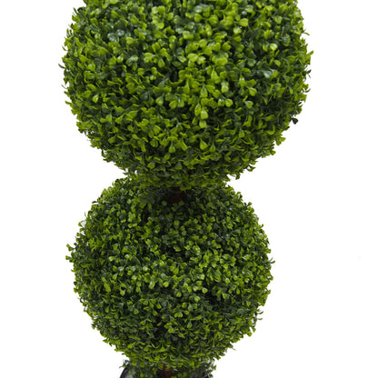Vickerman 5' Artificial Potted Triple Ball Green Boxwood Topiary.