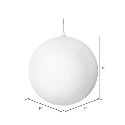 Vickerman 8" White Flocked Ball Ornament