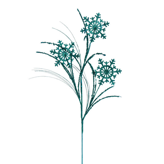 Vickerman 31" Teal Snowflake Glitter Spray 6 per bag.