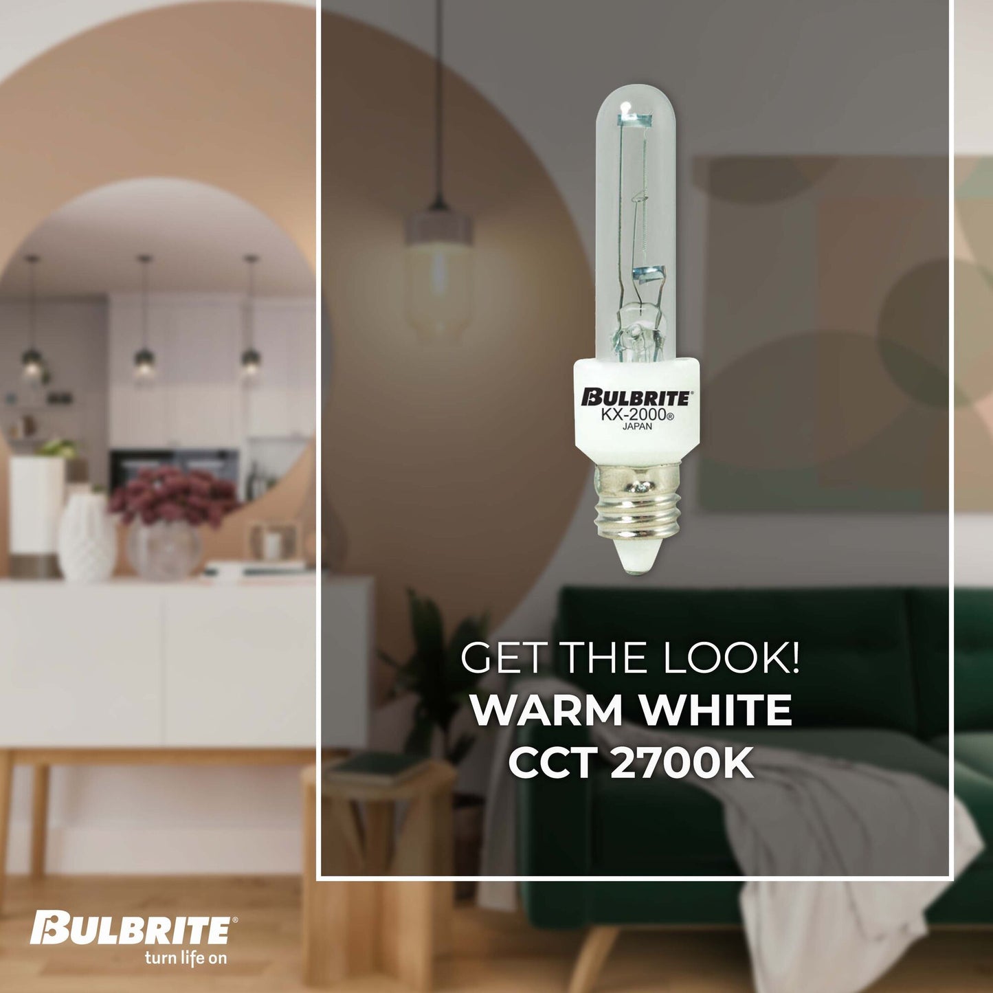 BULBRITE KRYPTON/XENON T3 MINI-CANDELABRA SCREW (E11) 60W DIMMABLE LIGHT BULB 2700K/WARM WHITE 2PK (473160)