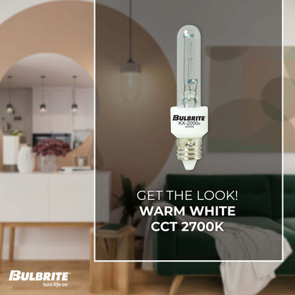 BULBRITE KRYPTON/XENON T3 MINI-CANDELABRA SCREW (E11) 60W DIMMABLE LIGHT BULB 2700K/WARM WHITE 2PK (473160)