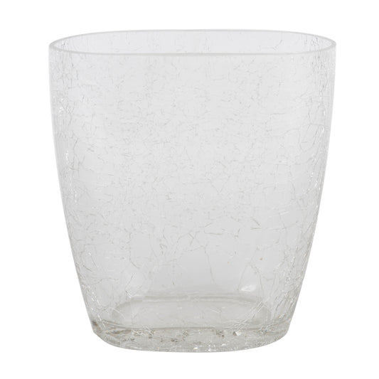 Vickerman 8.6" Clear Crackle Glass Oval Vase
