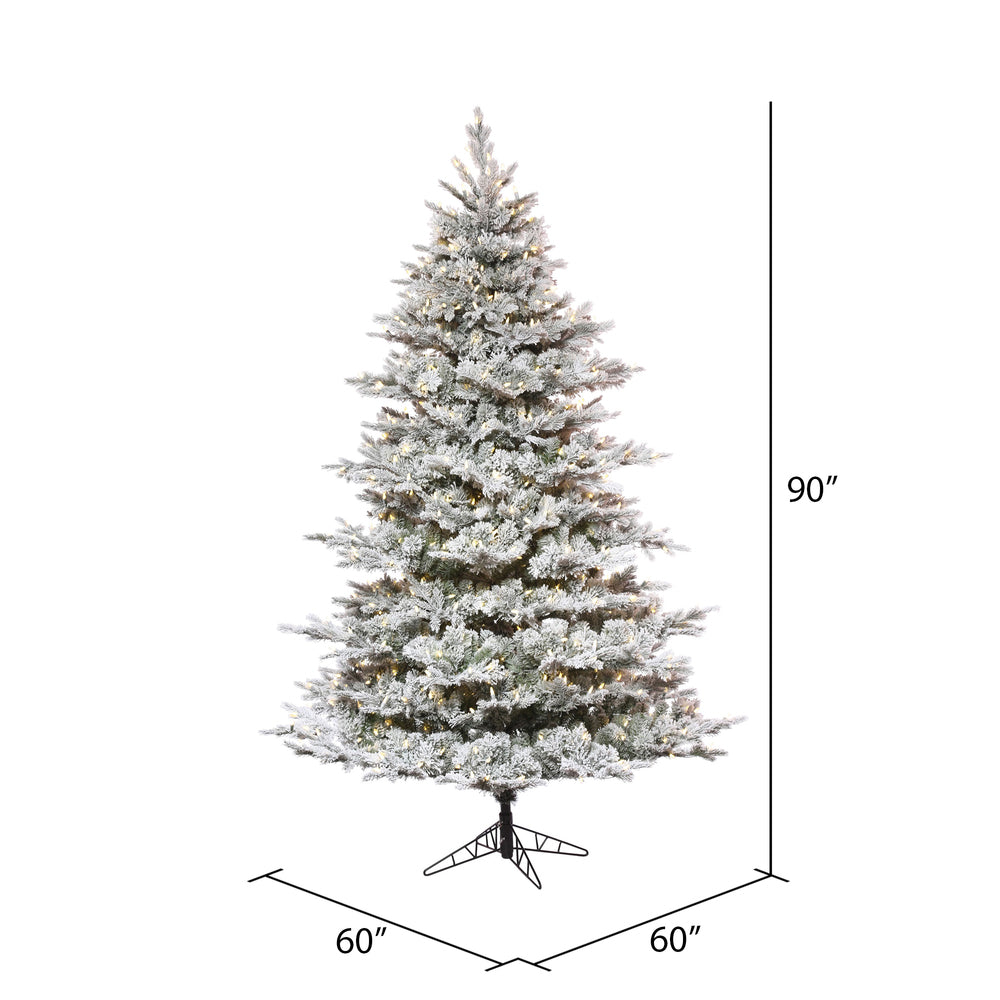Vickerman 7.5' x 60" Flocked Kiana Artificial Christmas Tree Dura-Lit® LED Warm White Mini Lights