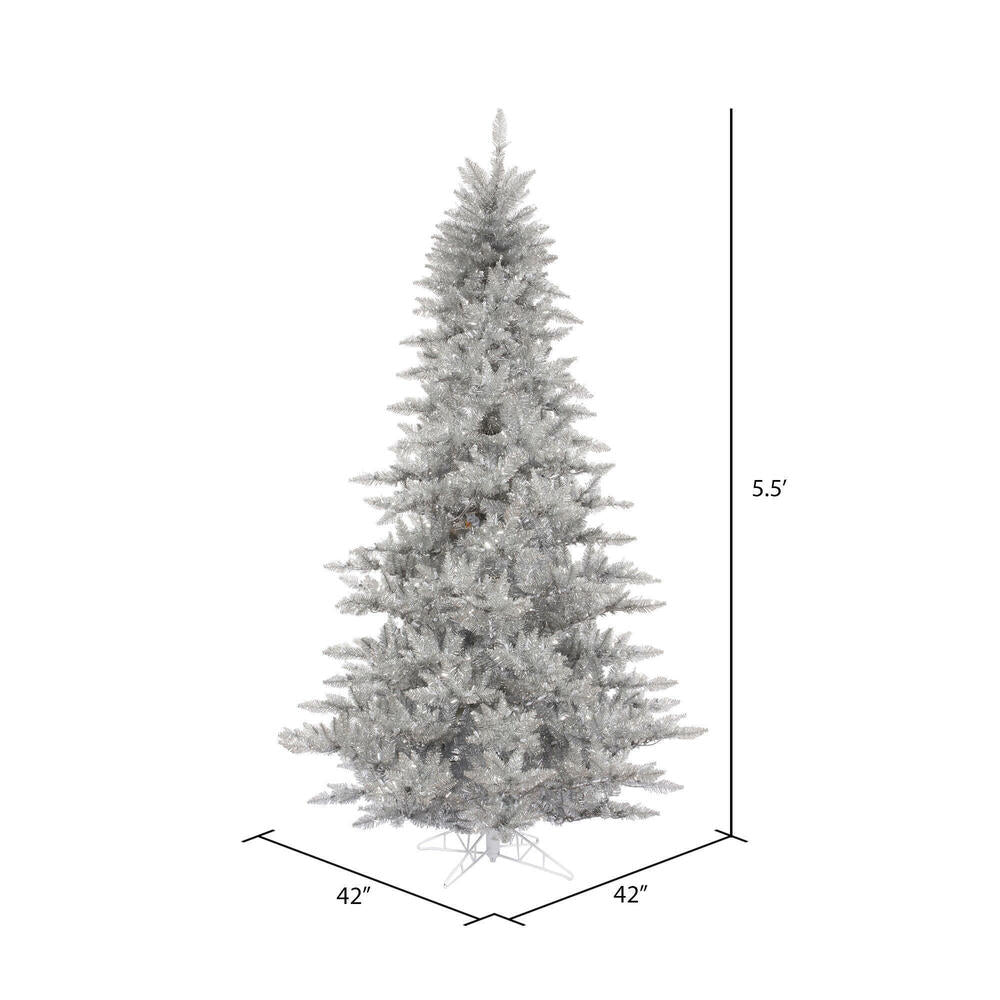Vickerman 5.5' Silver Tinsel Fir Artificial Christmas Tree Unlit