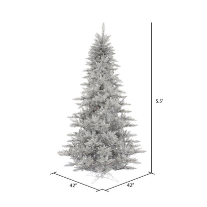 Vickerman 5.5' Silver Tinsel Fir Artificial Christmas Tree Unlit