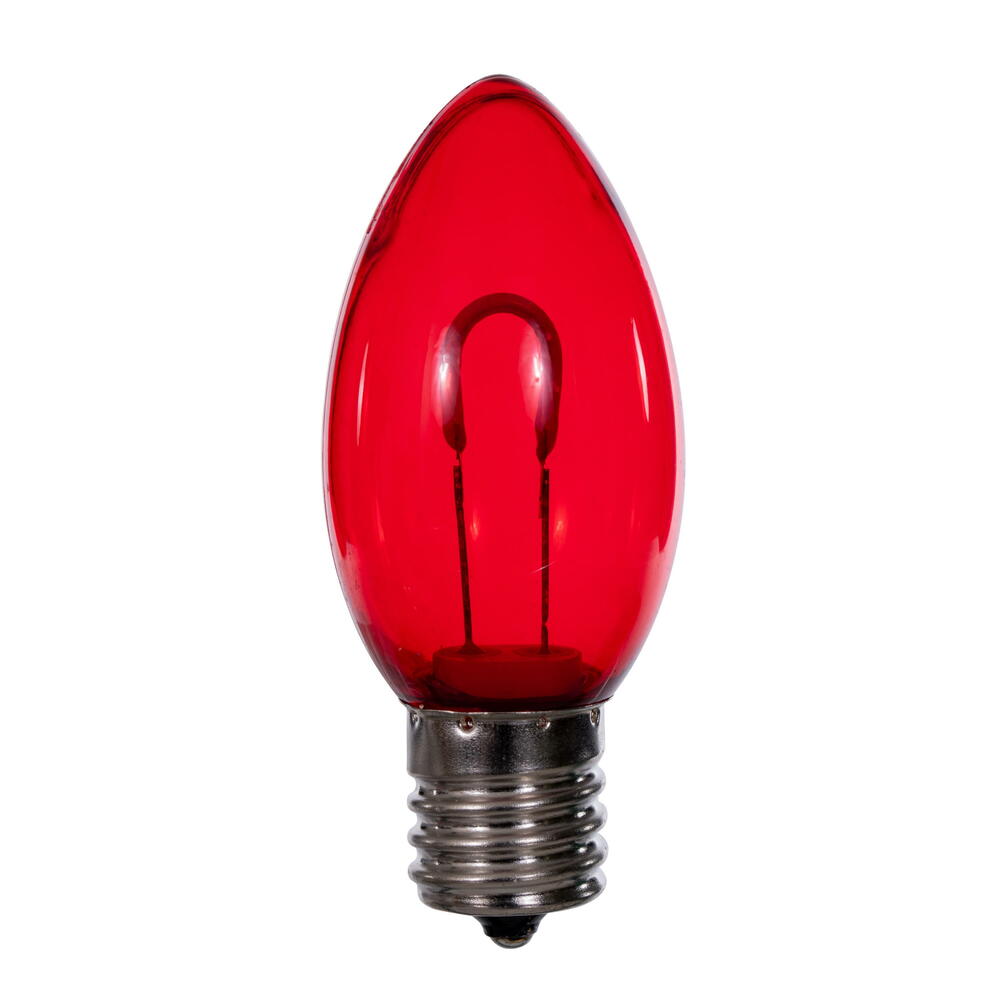 Vickerman C9 Transparent U-Shaped Filament Red Bulb, E17 Base, .6 Watts, 25 Pcs Assorted/Bag.  Colors included are Blue, Red, Green, Purple and Amber.