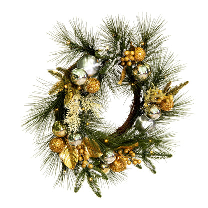 Vickerman 24" Artificial Christmas Wreath Battery Operated Warm White Lights