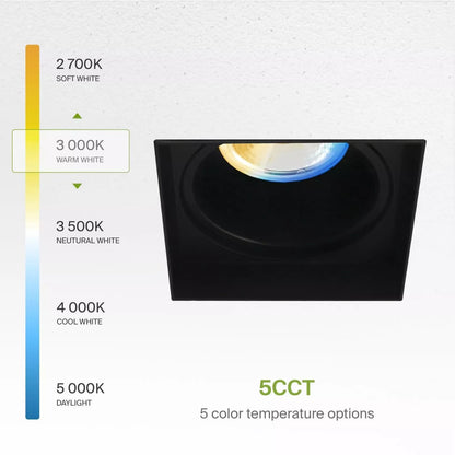 ASD Lighting LED Trimless Downlight Square 2inch 15W 120V Triac 2700/3000/3500/4000/5000K Black ETL Energy Star