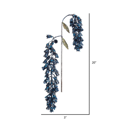 Vickerman 20" Blue Pearl Glitter Hanging Foxglove Artificial Christmas Spray. Includes 3 sprays per pack.