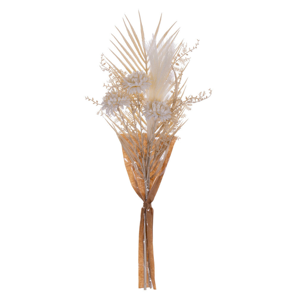 Vickerman 23" Artificial Cream Straw Flower Pampas Grass Palm and Fern Bouquet.