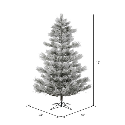 Vickerman 12' x 74" Flocked Alder Long Needle Pine Artificial Christmas Tree Unlit