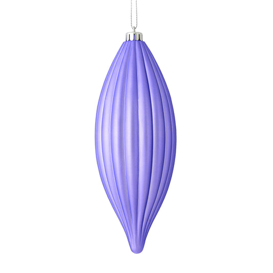 Vickerman 8" Lavender Matte Line Finial 4/Bag. This ornament features a straight line design that will add texture to any holiday decorating project. Includes 4 pieces per bag.