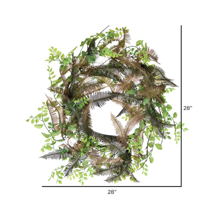 Vickerman 28" Artificial Green Fern Cotton Wreath.