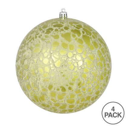 Vickerman 6" Lime Crackle Ball Ornament 4 per Bag