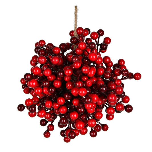 Vickerman 8" Artificial Red Berry Ball.This ball is indoor and outdoor safe.