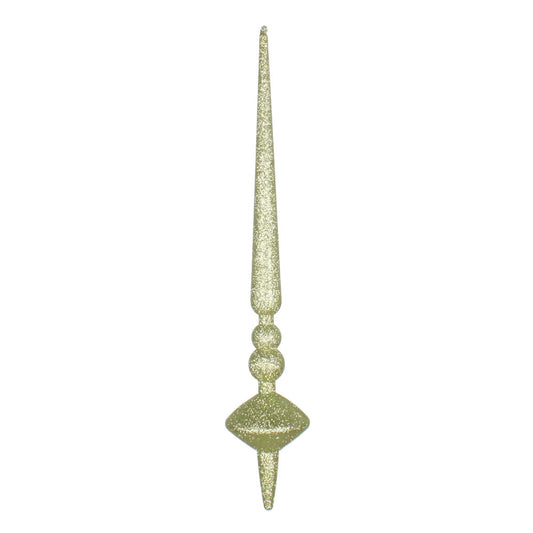 Vickerman 18" Celadon Glitter Cupola Finial. This long finial ornament adds depth and texture to any holiday decorating project. Made with shatterproof plastic.