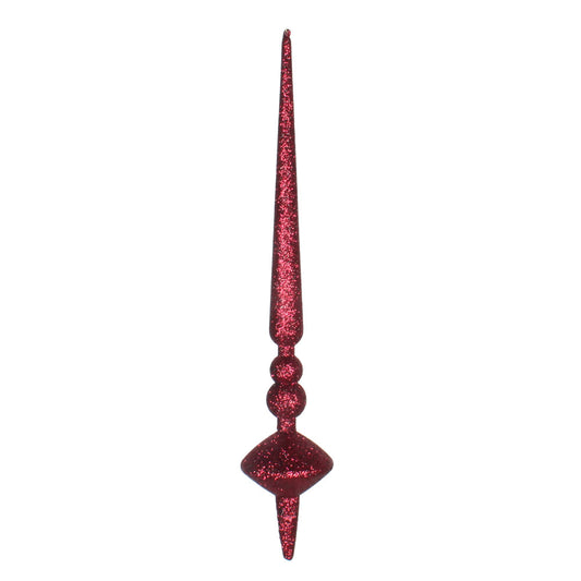 Vickerman 12" Wine Glitter Cupola Finial. This long finial ornament adds depth and texture to any holiday decorating project. Made with shatterproof plastic. Includes 3 pieces per bag.