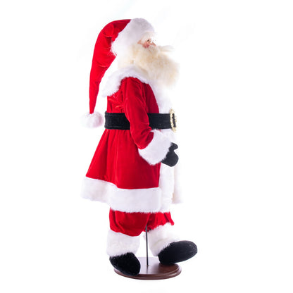 Vickerman 36" Red Traditional Velvet Light Complexion Santa Doll with Stand. This Santa has glasses stand is removeable.