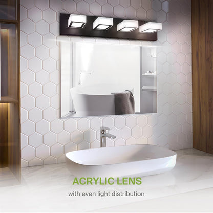 ASD Lighting LED Vanity 4-light 23W 120V with rotatable heads CCT Selectable 2700/3000/4000/5000/6000K Dimmable Black ETL