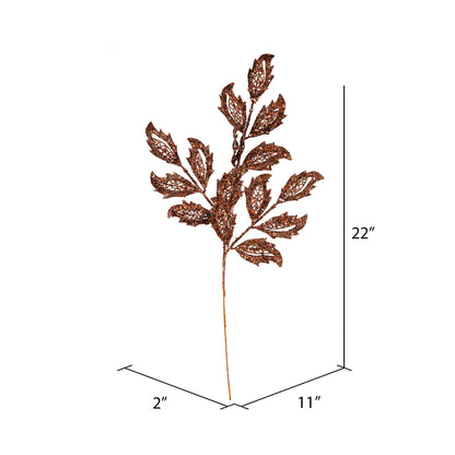 Vickerman 22" Chocolate Glitter Mistletoe Leaf Artificial Christmas Spray. Includes 12 sprays per pack.