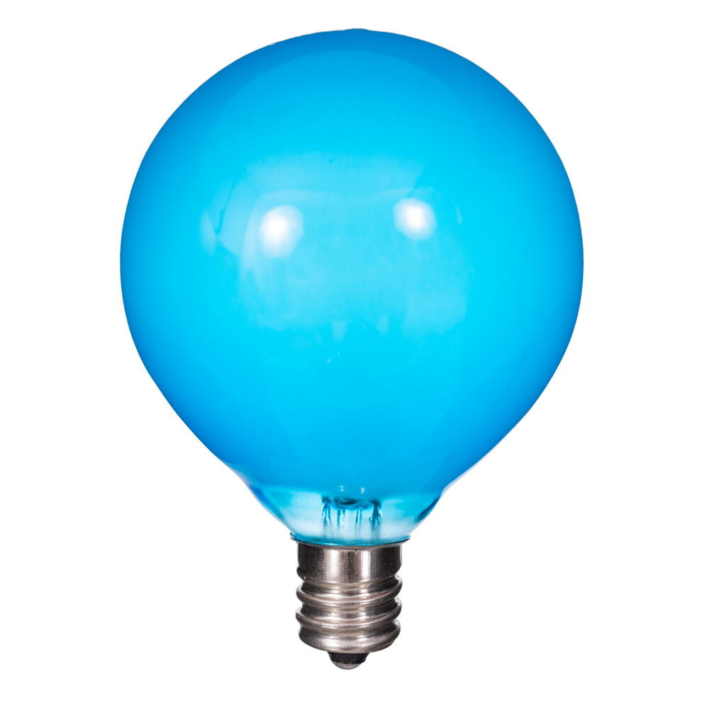 Vickerman 15Lt Blue LED Glass G50-E12 Filament End-Connecting Set with Green 20AWGXTW Wire and 6"x12"x6" Bulb Spacing. 120V-.6W.  UL Approved.