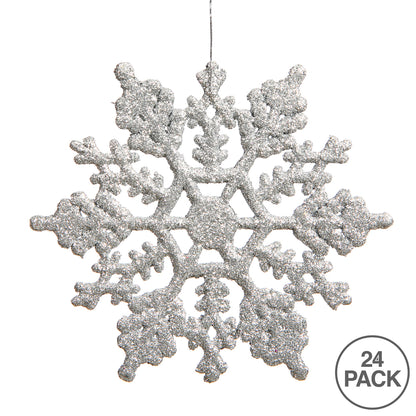 Vickerman 4" Silver Glitter Snowflake Christmas Ornament 24 per Box