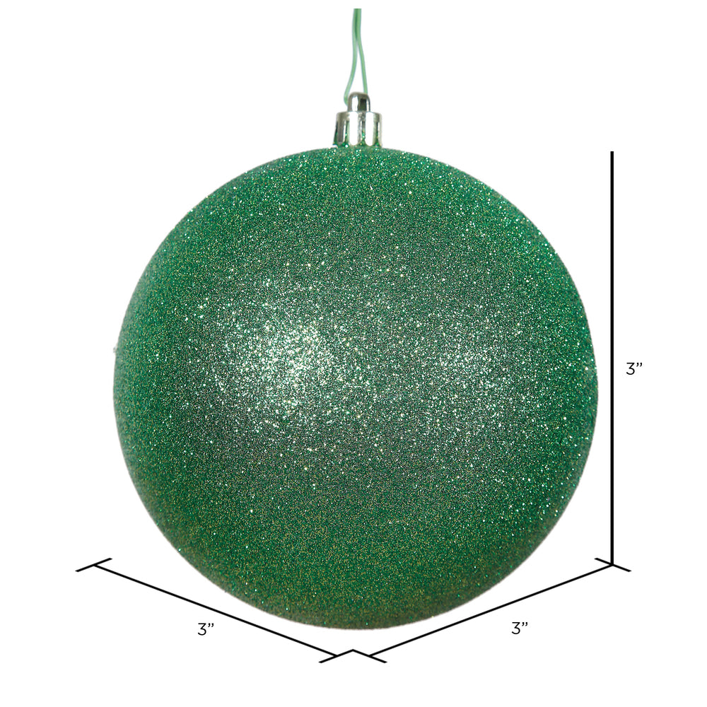 Vickerman 3" Green Glitter Ball Ornament 12 per Bag