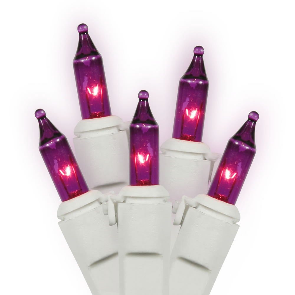 Vickerman 100 Purple Mini Light Icicle Light on White Wire 9' Christmas Light Strand