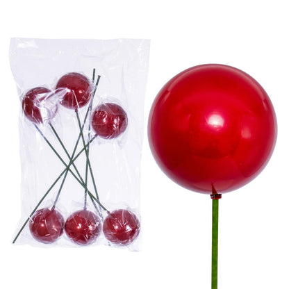 Vickerman 4" x 18" Red Pearl Ball Ornament Stick 6 per bag.
