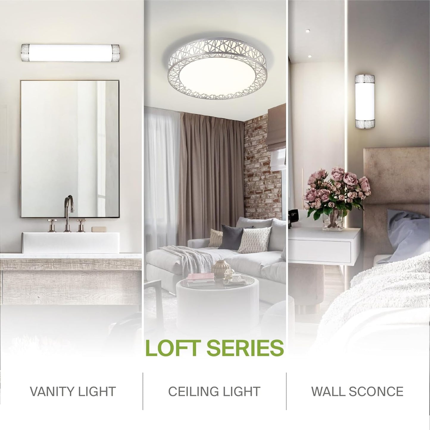 ASD Lighting LED Vanity Linear Loft 18" 20W 120V CCT Selectable 2700/3000/3500/4000/5000K Dimmable Brushed Nickel ETL