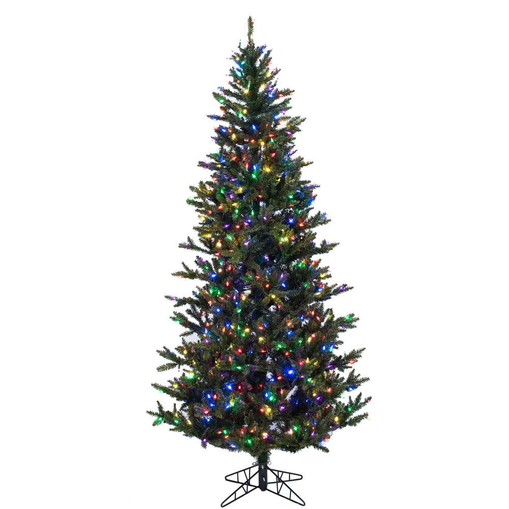 Vickerman 7.5' x 45" Slim Natural Fraser Fir Artificial Christmas Tree Multi-colored Dura-Lit LED lights
