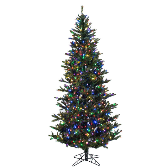 Vickerman 7.5' x 45" Slim Natural Fraser Fir Artificial Christmas Tree Multi-colored Dura-Lit LED lights