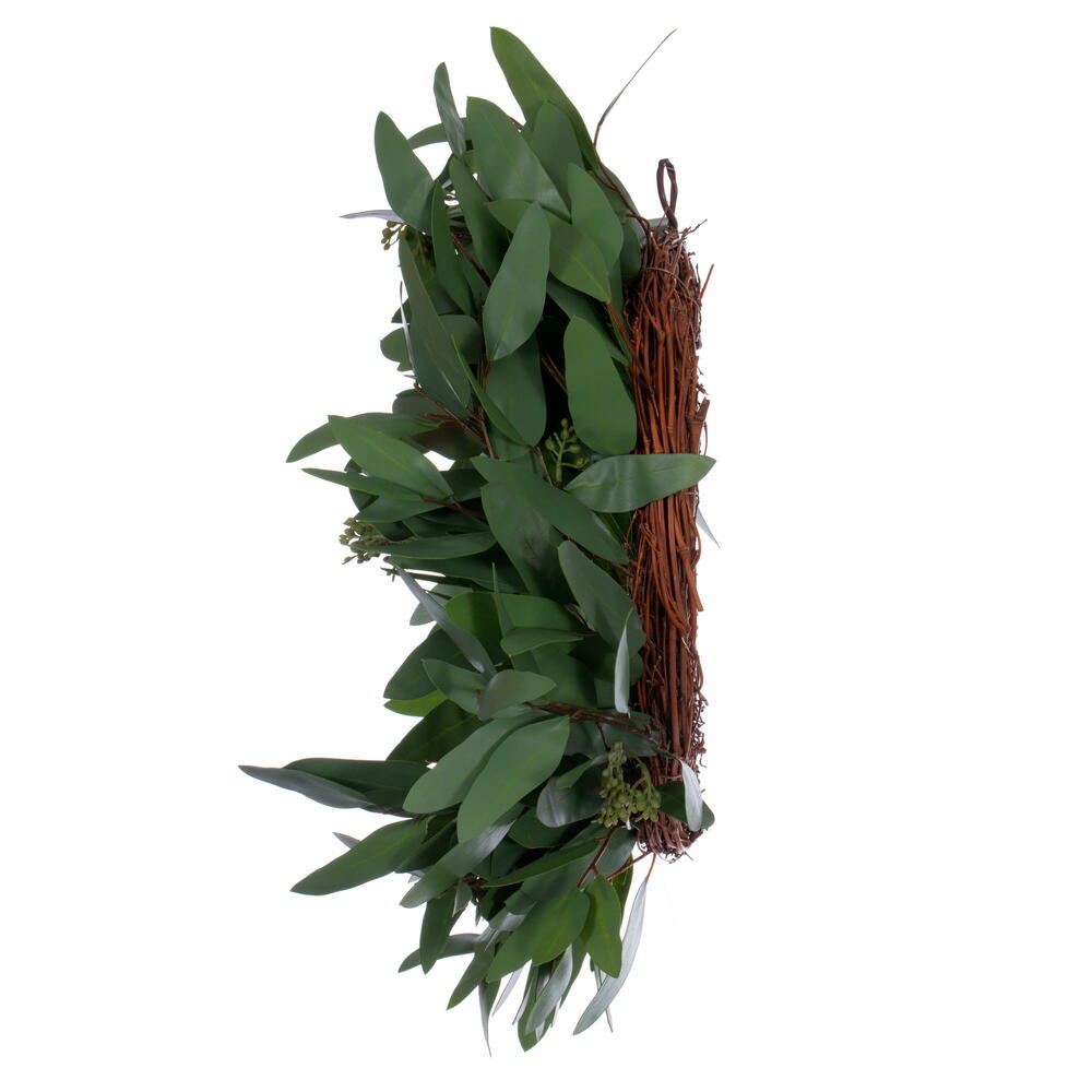 Vickerman 20" Artificial Green Seeded Willow Eucalyptus Wreath