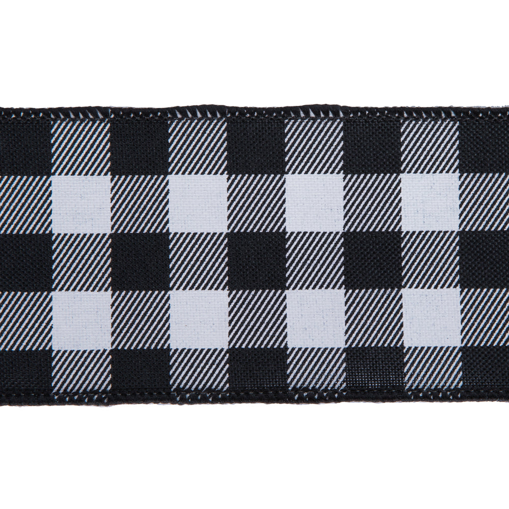 Vickerman 2.5" x 10 Yards Black and White Checker Plaid Christmas Ribbon