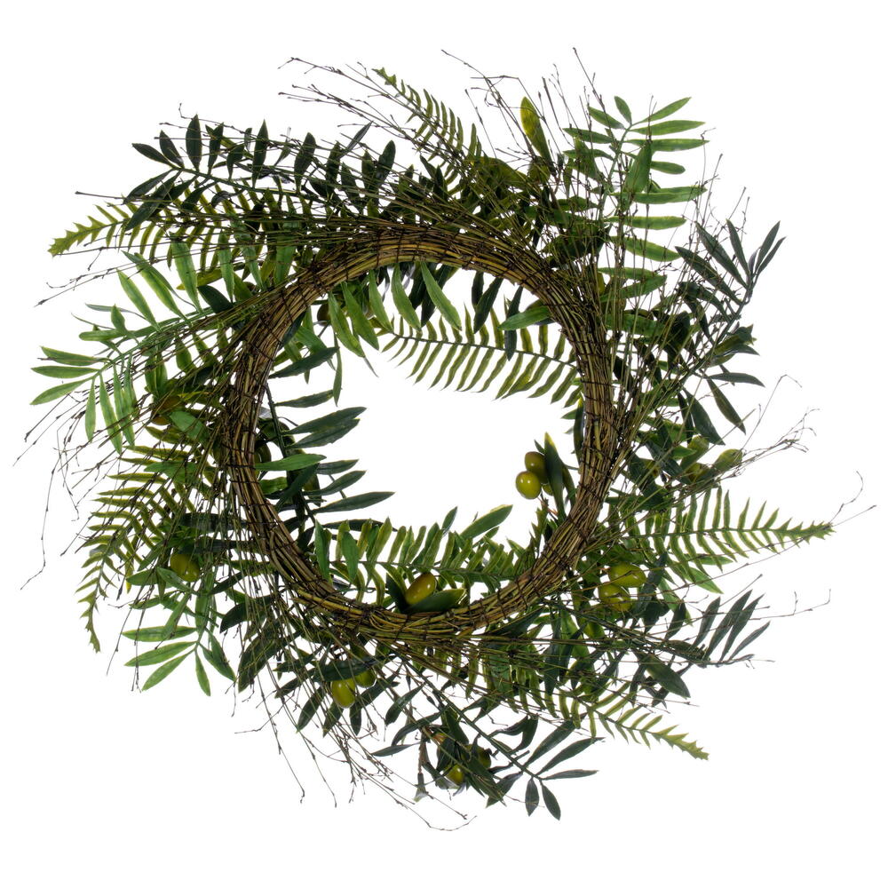 Vickerman 24" Artificial Mixed Olive Leaf Wreath