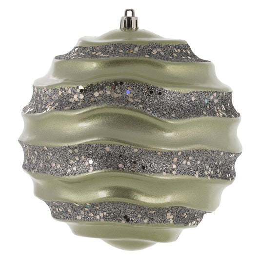 Vickerman 6" Limestone Candy Glitter Wave Ball