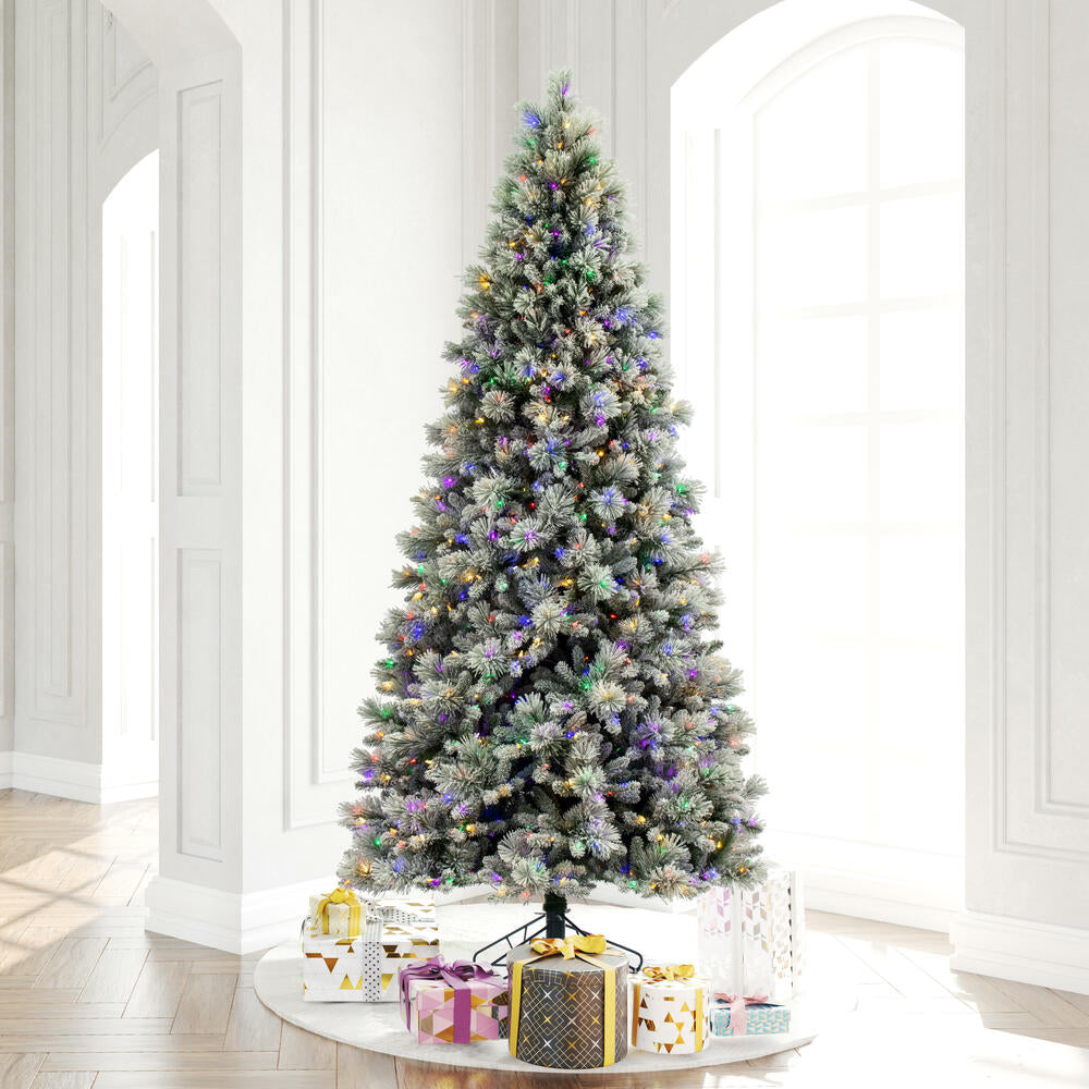Vickerman 9' x 51" Flocked Jackson Pine Artificial Pre-Lit Christmas Tree Multi-Colored Lights.