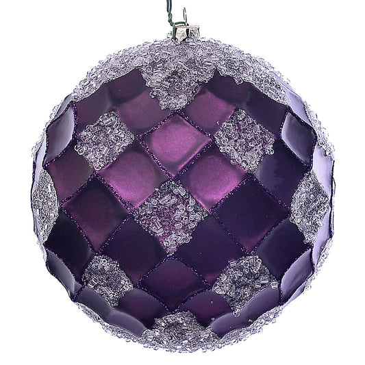 Vickerman 4.75" Plum Net Beaded Ball 3 per Bag