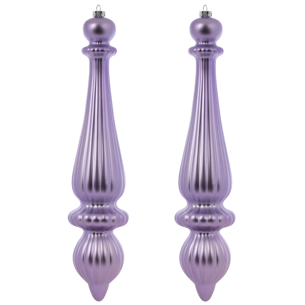 Vickerman 14" Lavender Matte Finial Drop Christmas Ornament UV Treated with Drilled and Wired Cap 2 per bag