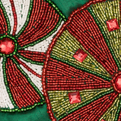 Vickerman 52" Green Beaded Candy Cane Christmas Tree skirt