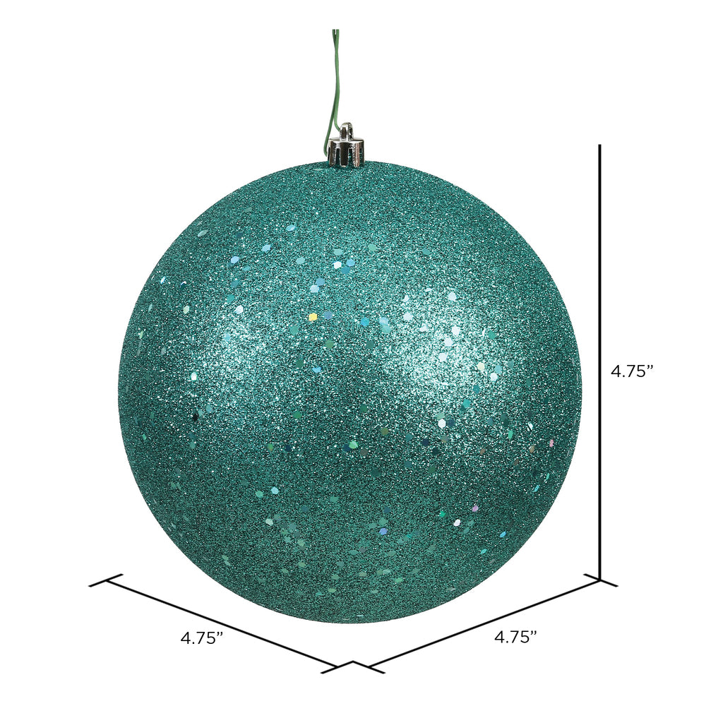 Vickerman 4.75" Teal Sequin Ball Ornament 4 per Bag