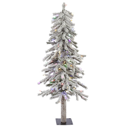 Vickerman 4' Flocked Alpine Artificial Christmas Tree Multi-Colored LED Dura-Lit lights