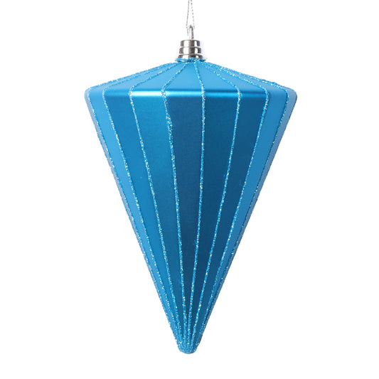 Vickerman 6" Matte Turquoise Cone Ornament 3 per bag.