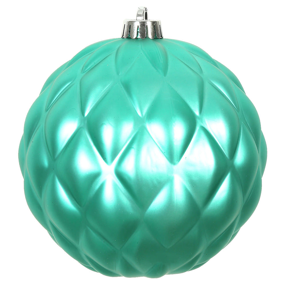 Vickerman 4" Seafoam Matte Round Pine Cone Ornament with drilled and wired caps. Comes 6 per Bag.