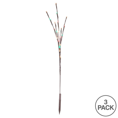 Vickerman 60 Red-White-Blue LED Twig Light Set on Brown Wire Pack of 3.